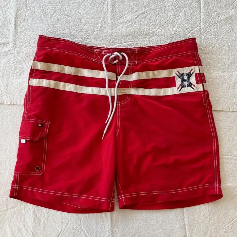 Tommy-hilfiger Men's Red Swim-briefs-shorts